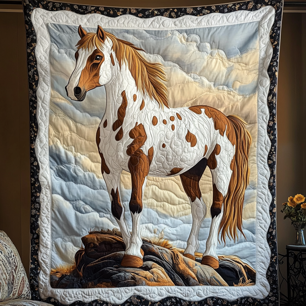 Majestic Roamer Quilted Blanket Cute Throw Blanket Gifts For A Horse Person Majestic Roamer Quilted Blanket Cute Throw Blanket Gifts For A Horse Person