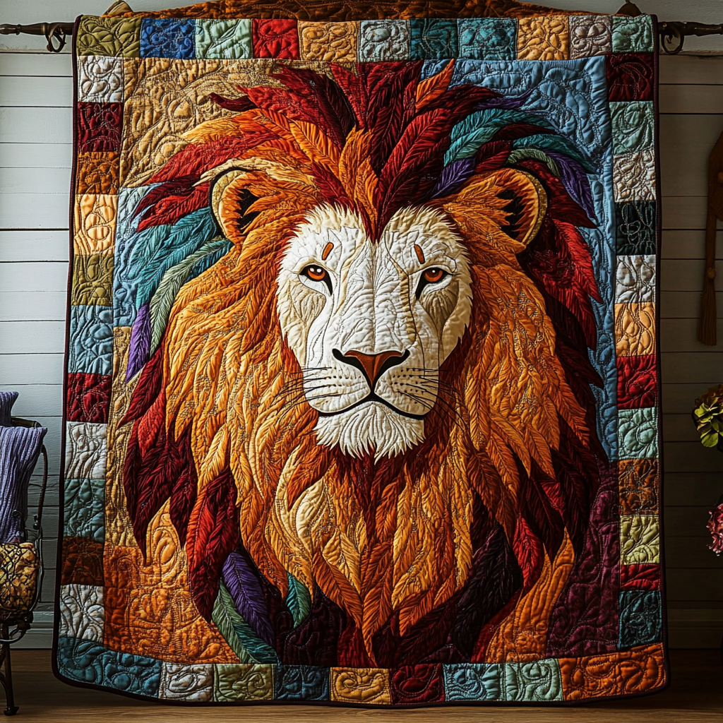 Majestic Roar Quilted Blanket Cute Colorful Blanket Christmas Gift For Lion Lovers Majestic Roar Quilted Blanket Cute Colorful Blanket Christmas Gift For Lion Lovers