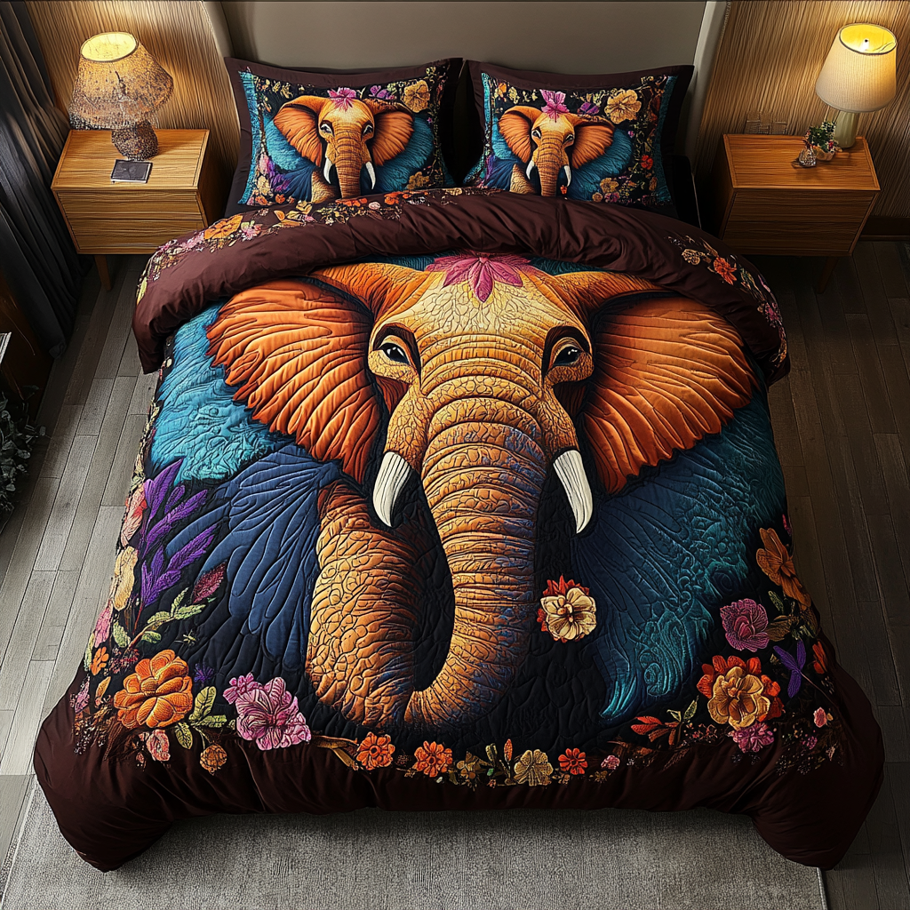 Majestic Step Quilted Bedding Set Duvet Cover Bedspread Christmas Gift For Elephant Lovers Majestic Step Quilted Bedding Set Duvet Cover Bedspread Christmas Gift For Elephant Lovers