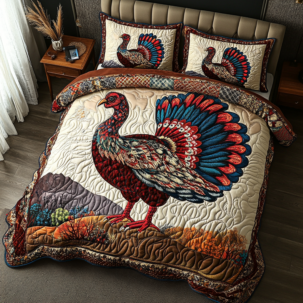 Majestic Turkeys Quilted Bedding Set Duvet Cover Bedspreads Thanksgiving Gifts For Family Majestic Turkeys Quilted Bedding Set Duvet Cover Bedspreads Thanksgiving Gifts For Family