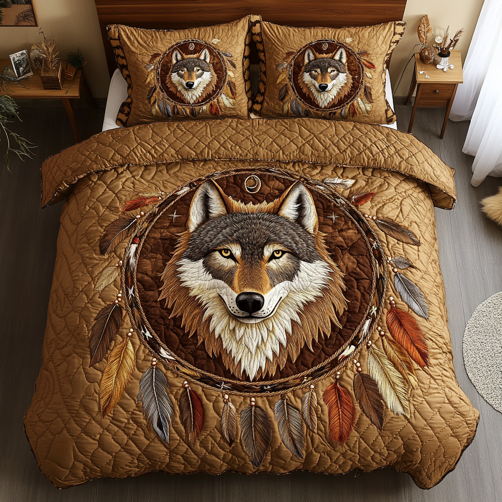 Majestic Wolf Quilted Bedding Set Duvet Cover Merch Wolf Gifts For Girls Majestic Wolf Quilted Bedding Set Duvet Cover Merch Wolf Gifts For Girls