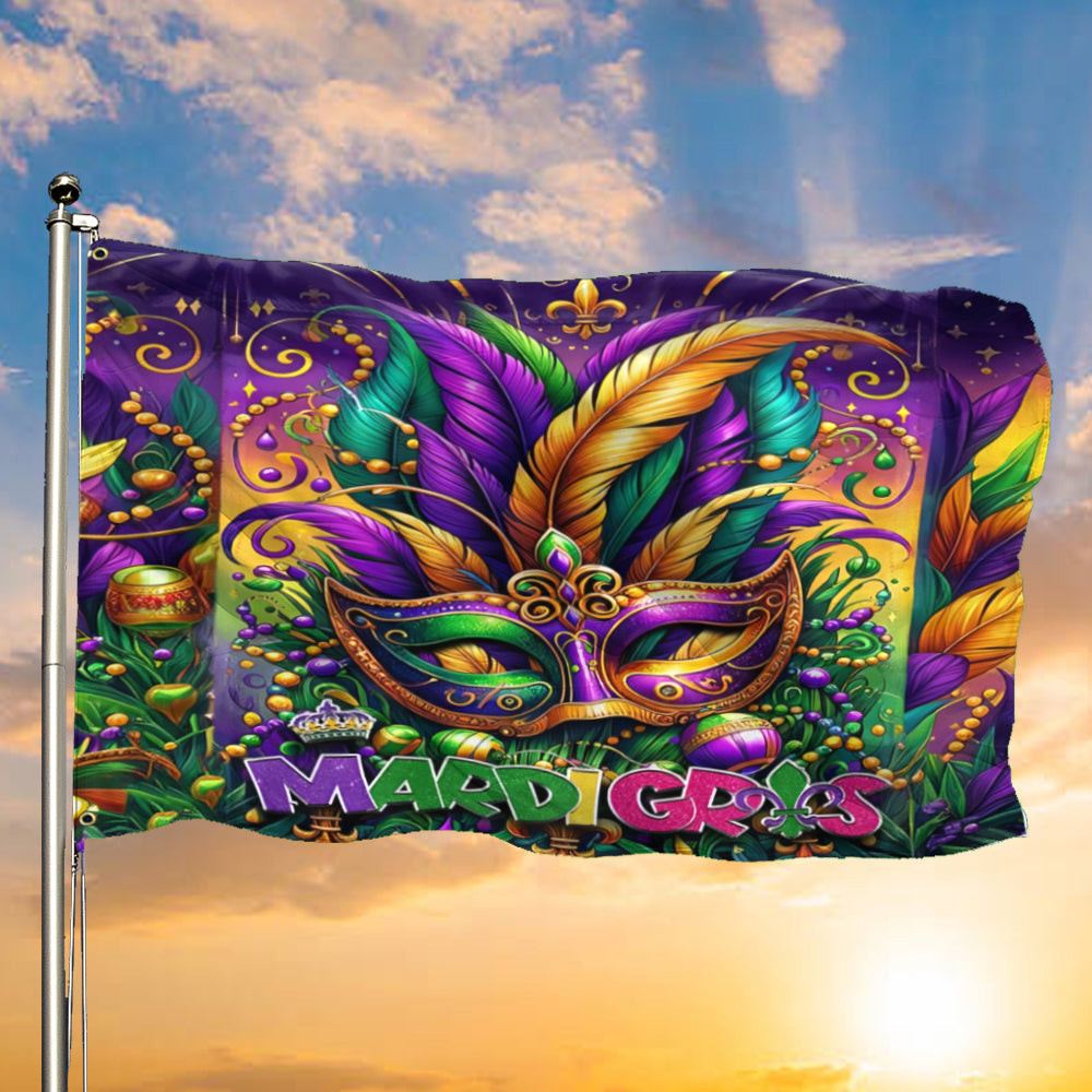 Mardi Gras Flag Carnival Mask Fleur De Lis Flag Decorations For Mardi Gras Mardi Gras Flag Carnival Mask Fleur De Lis Flag Decorations For Mardi Gras