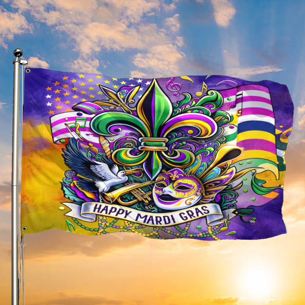 Mardi Gras Flag Fleur-De-Lis New Orleans Flag Happy Mardi Gras Outdoor Decor Mardi Gras Flag Fleur-De-Lis New Orleans Flag Happy Mardi Gras Outdoor Decor