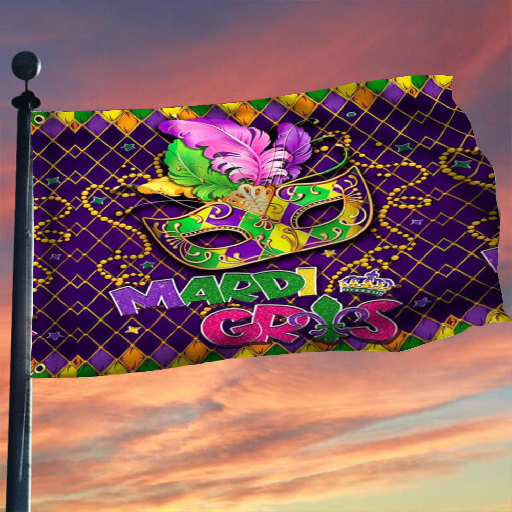 Mardi Gras Flag Mardi Gras Mask And Beads Holiday Flag Fat Tuesday House Decorations Mardi Gras Flag Mardi Gras Mask And Beads Holiday Flag Fat Tuesday House Decorations