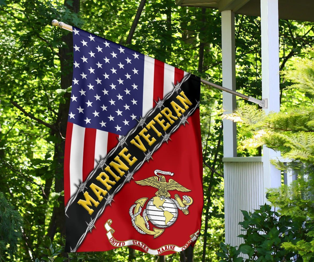 Marine Veteran Flag With American Flag Military Honors Patriot Merch Marine Veteran Flag With American Flag Military Honors Patriot Merch