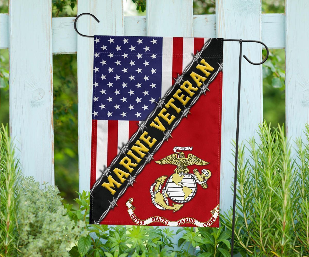 Marine Veteran Flag With American Flag Military Honors Patriot Merch Marine Veteran Flag With American Flag Military Honors Patriot Merch