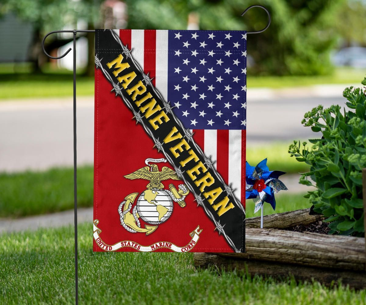 Marine Veteran Flag With American Flag Military Honors Patriot Merch Marine Veteran Flag With American Flag Military Honors Patriot Merch
