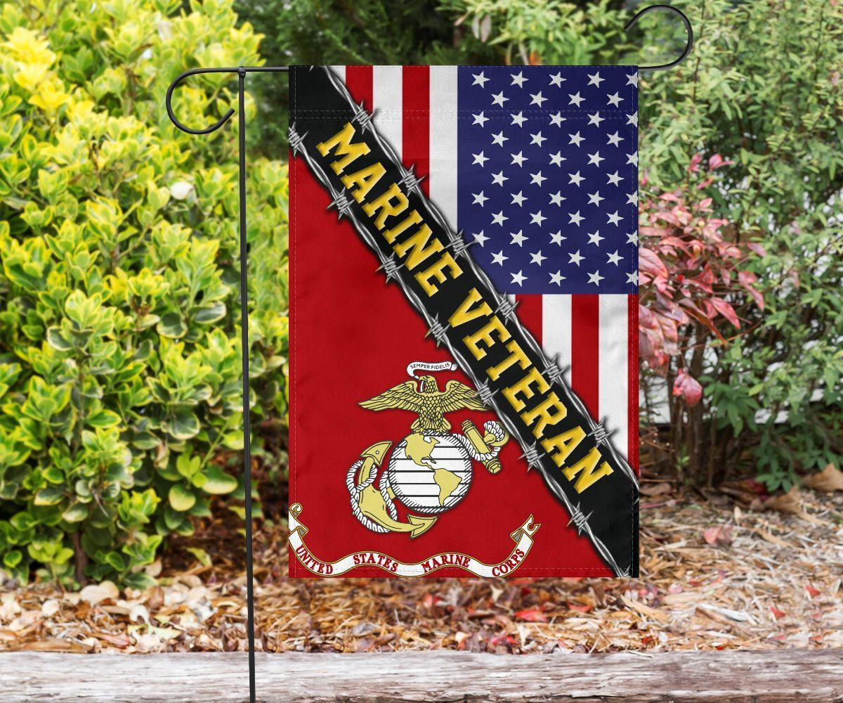 Marine Veteran Flag With American Flag Military Honors Patriot Merch Marine Veteran Flag With American Flag Military Honors Patriot Merch