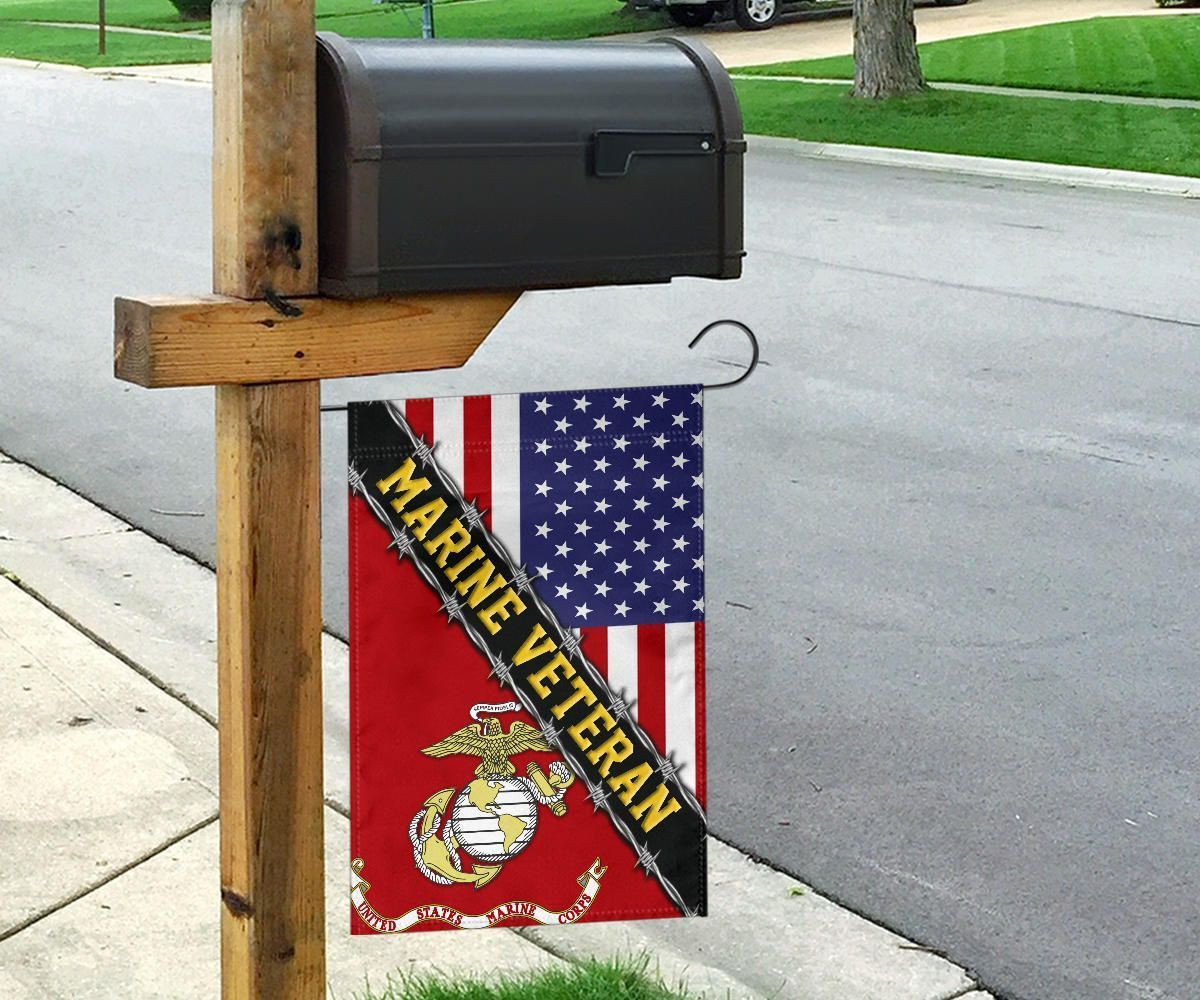 Marine Veteran Flag With American Flag Military Honors Patriot Merch Marine Veteran Flag With American Flag Military Honors Patriot Merch