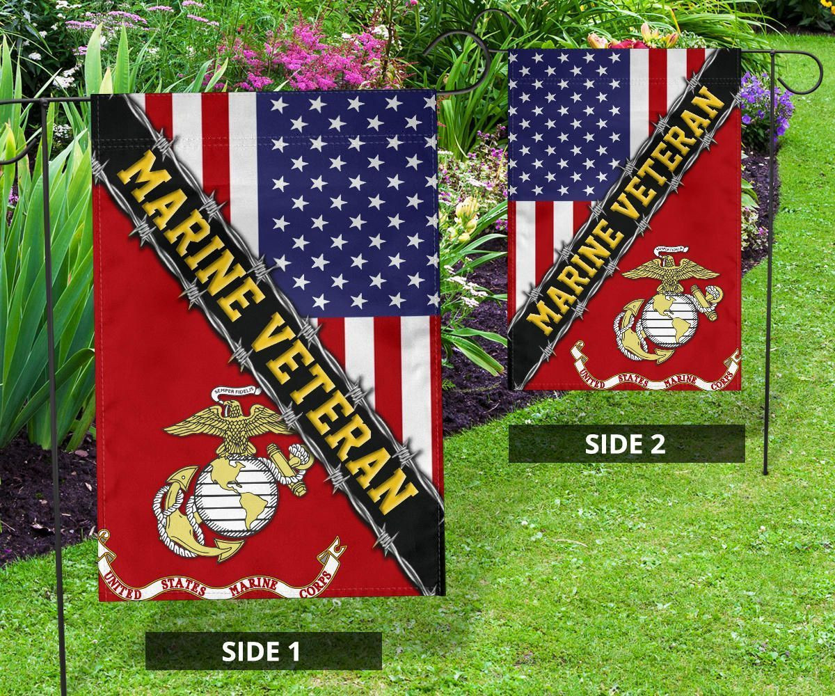 Marine Veteran Flag With American Flag Military Honors Patriot Merch Marine Veteran Flag With American Flag Military Honors Patriot Merch