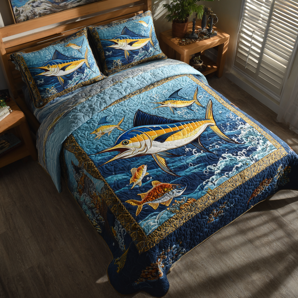 Marlin Dream Quilted Bedding Set Duvet Cover Bed Sheet Set Gifts For Someone Who Likes The Beach Marlin Dream Quilted Bedding Set Duvet Cover Bed Sheet Set Gifts For Someone Who Likes The Beach