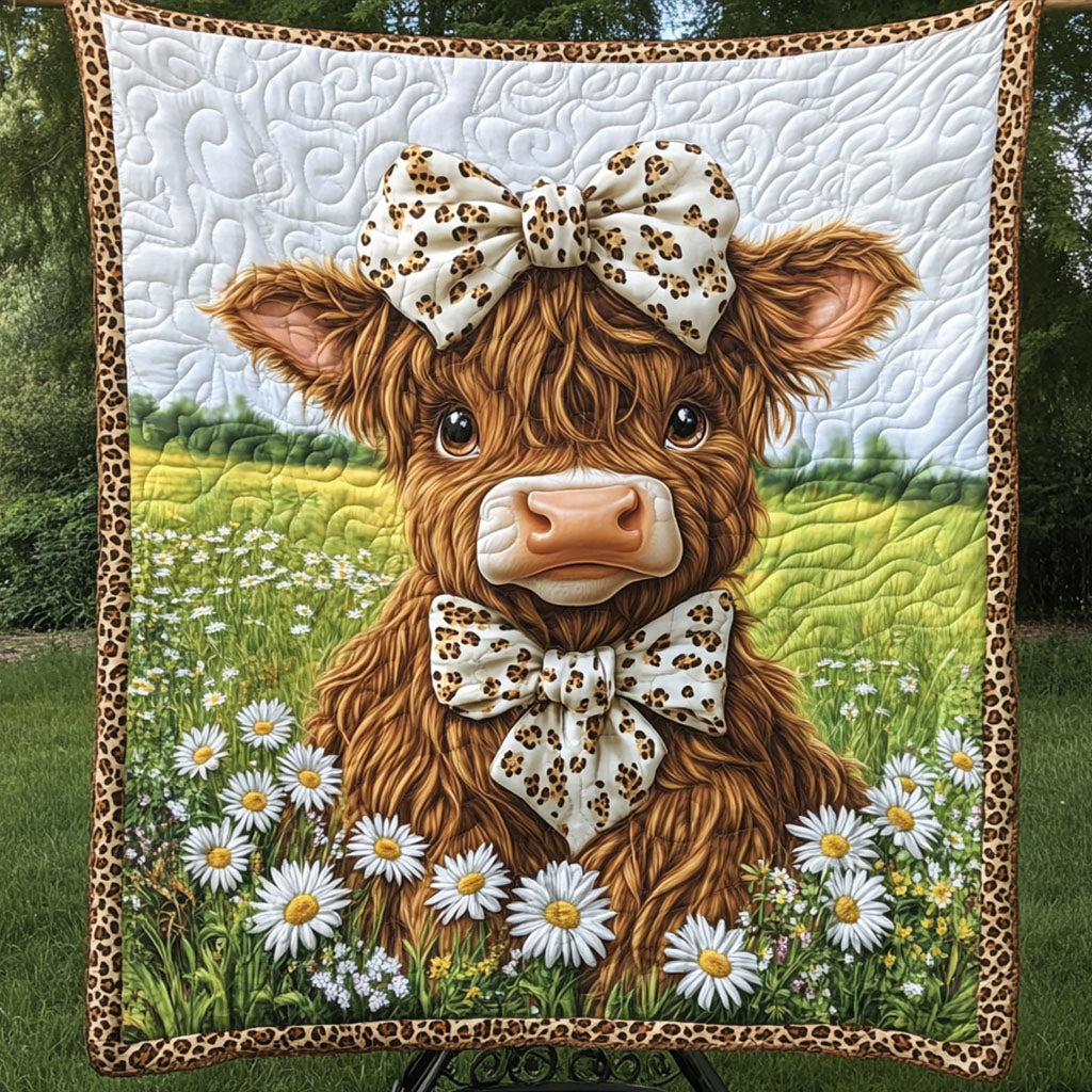 Meadow Bow Beauty Quilted Blanket Cute Throw Blanket Highland Cattle Gifts For Her Meadow Bow Beauty Quilted Blanket Cute Throw Blanket Highland Cattle Gifts For Her