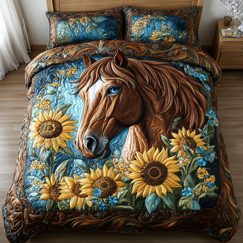Meadow Charge Quilted Bedding Set Duvet Cover Bed Sheet Set Gifts For Horse Enthusiasts Meadow Charge Quilted Bedding Set Duvet Cover Bed Sheet Set Gifts For Horse Enthusiasts