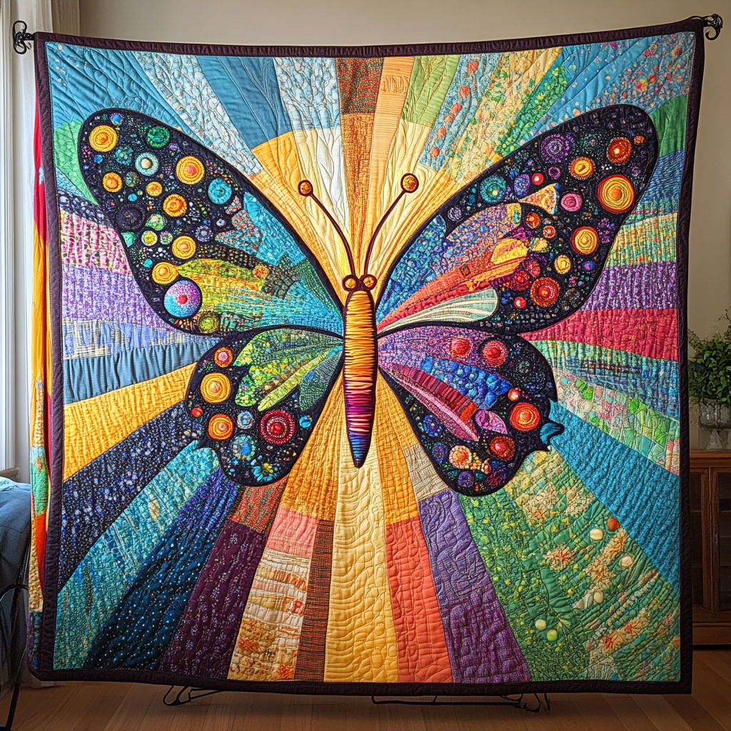 Meadow Flutter Quilted Blanket Cute Colorful Blanket Butterfly Themed Gift Items Meadow Flutter Quilted Blanket Cute Colorful Blanket Butterfly Themed Gift Items