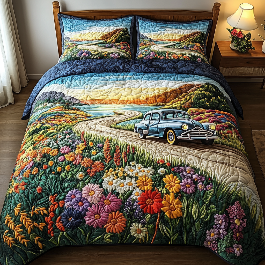 Meadow Glow Quilted Bedding Set Duvet Cover Bedspreads Themed Gifts For Ocean Lovers