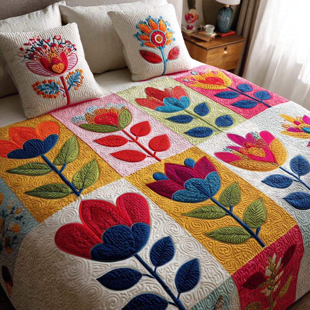 Meadow Grace Quilted Bedding Set Duvet Cover Merch Christmas Flower Gifts Meadow Grace Quilted Bedding Set Duvet Cover Merch Christmas Flower Gifts