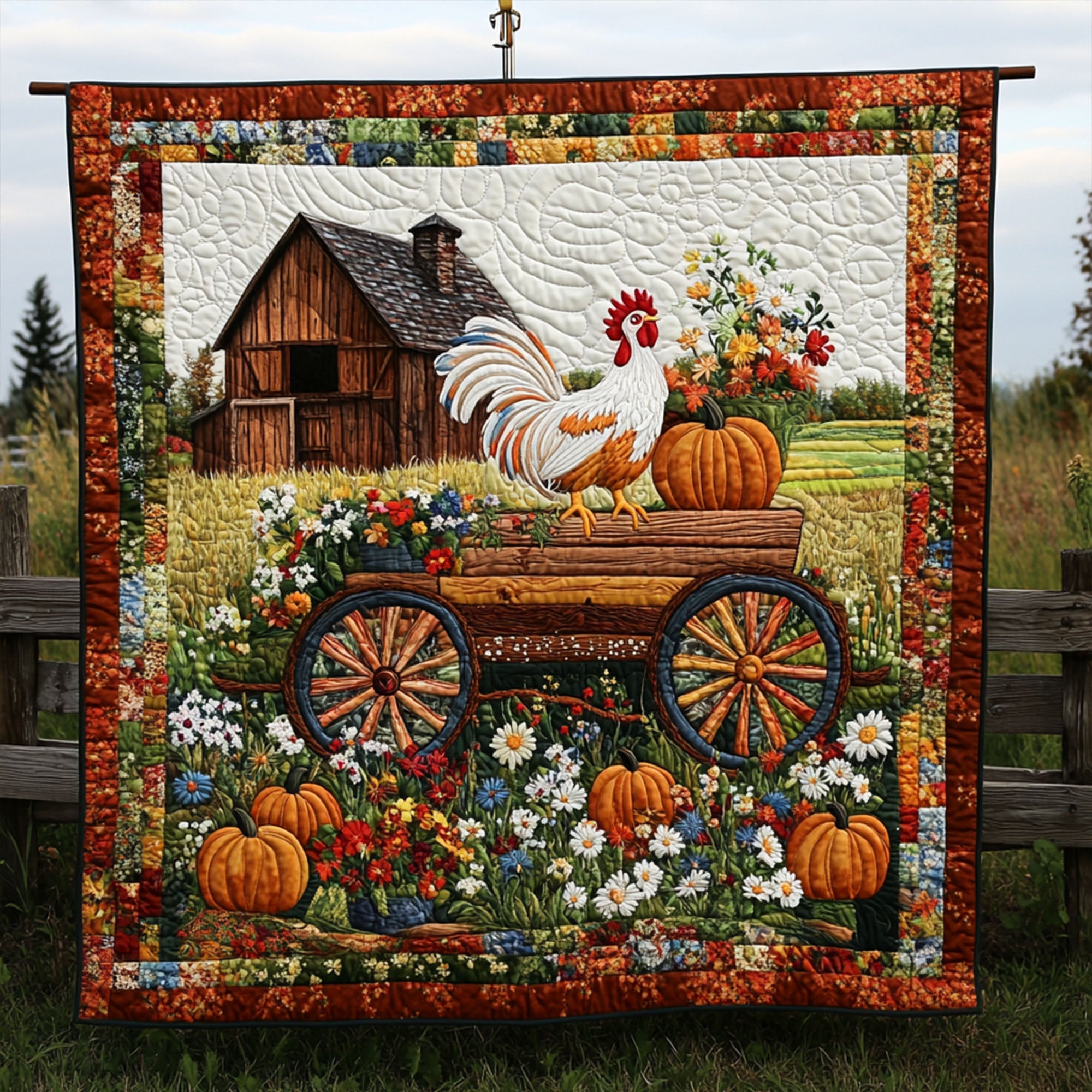 Meadow Mornings Quilted Blanket Cute Throw Blanket Gifts For Chicken Lovers Meadow Mornings Quilted Blanket Cute Throw Blanket Gifts For Chicken Lovers