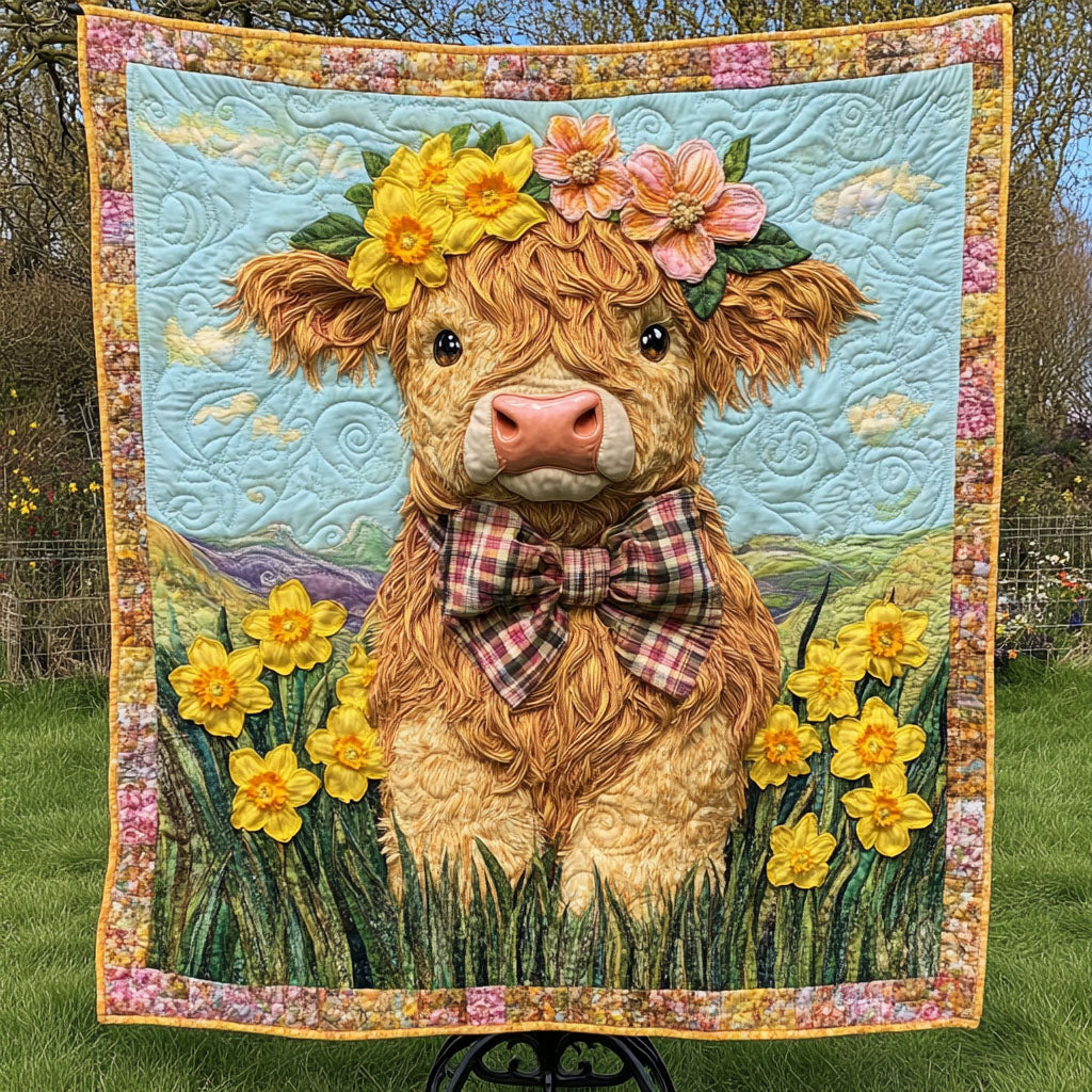 Meadow Princess Bloom Quilted Blanket Cute Throw Blanket Highland Cow Themed Gifts Meadow Princess Bloom Quilted Blanket Cute Throw Blanket Highland Cow Themed Gifts