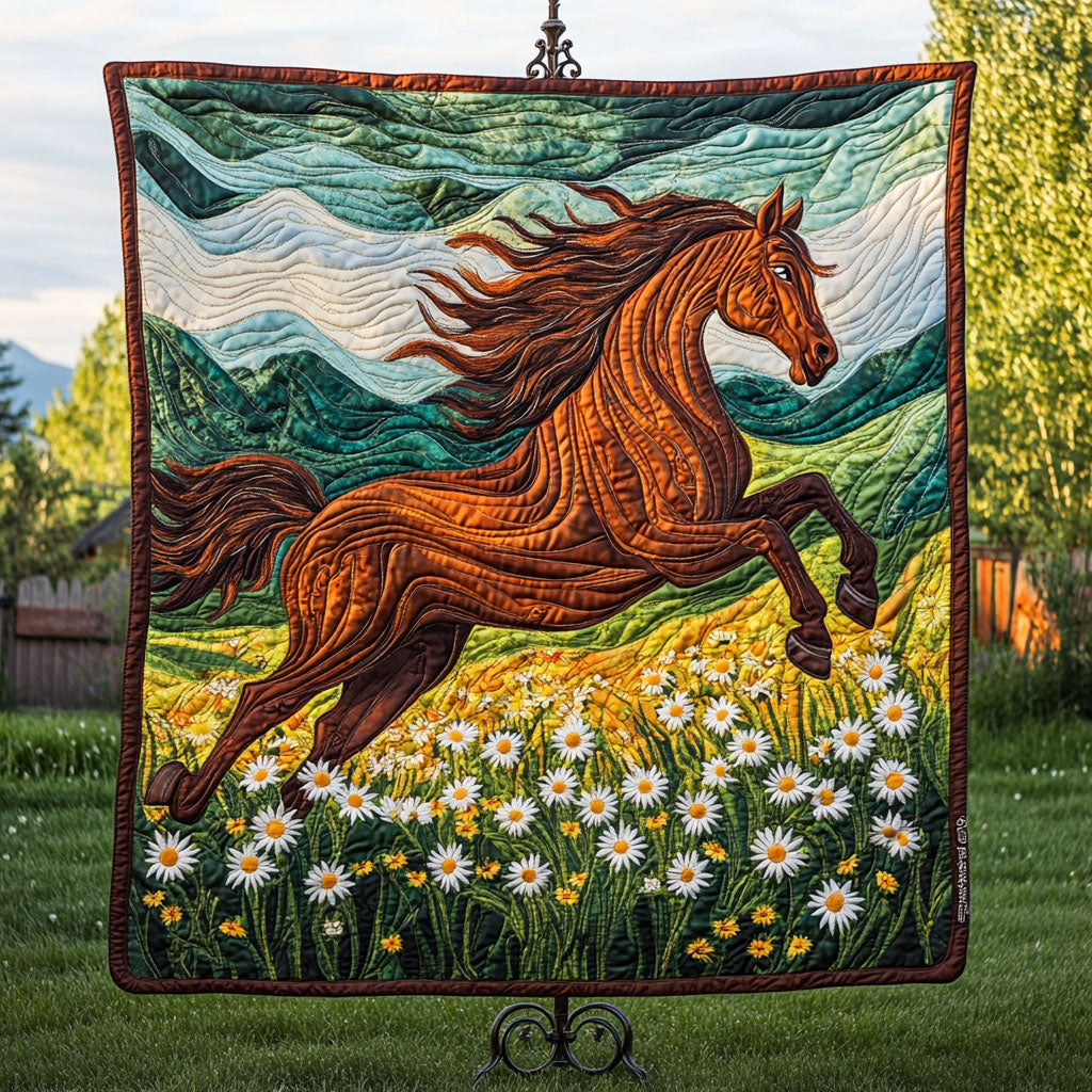 Meadow Run Quilted Blanket Cute Throw Blanket Gift For Horse Lover Woman Meadow Run Quilted Blanket Cute Throw Blanket Gift For Horse Lover Woman