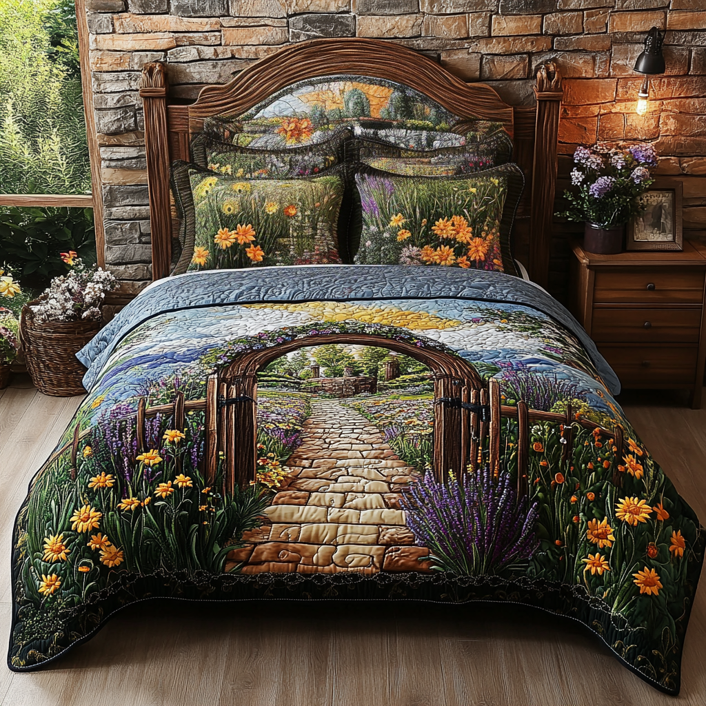 Meadow Stone Arch Quilted Bedding Set Duvet Cover Bed Sheet Set Gifts For Sunflower Lovers Meadow Stone Arch Quilted Bedding Set Duvet Cover Bed Sheet Set Gifts For Sunflower Lovers