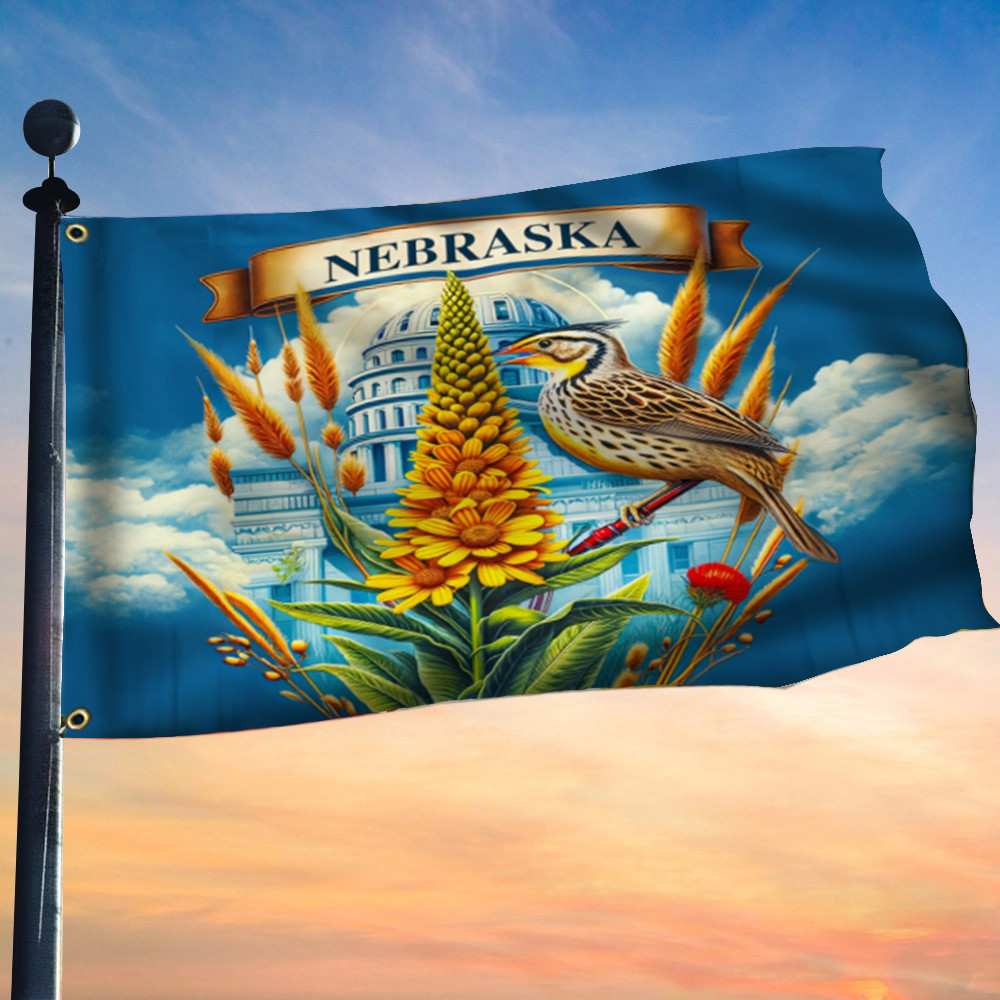 Meadowlark Bird And Goldenrod Flower Nebraska Flag Patriotic Flag Garden Decor Meadowlark Bird And Goldenrod Flower Nebraska Flag Patriotic Flag Garden Decor