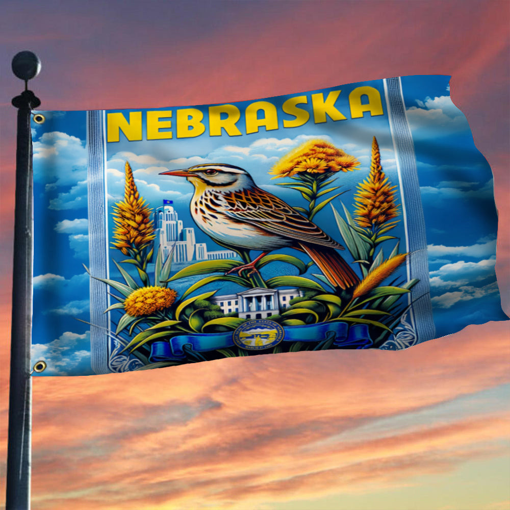 Meadowlark Bird Nebraska Flag Patriotic Flags And Banners Decorations Meadowlark Bird Nebraska Flag Patriotic Flags And Banners Decorations