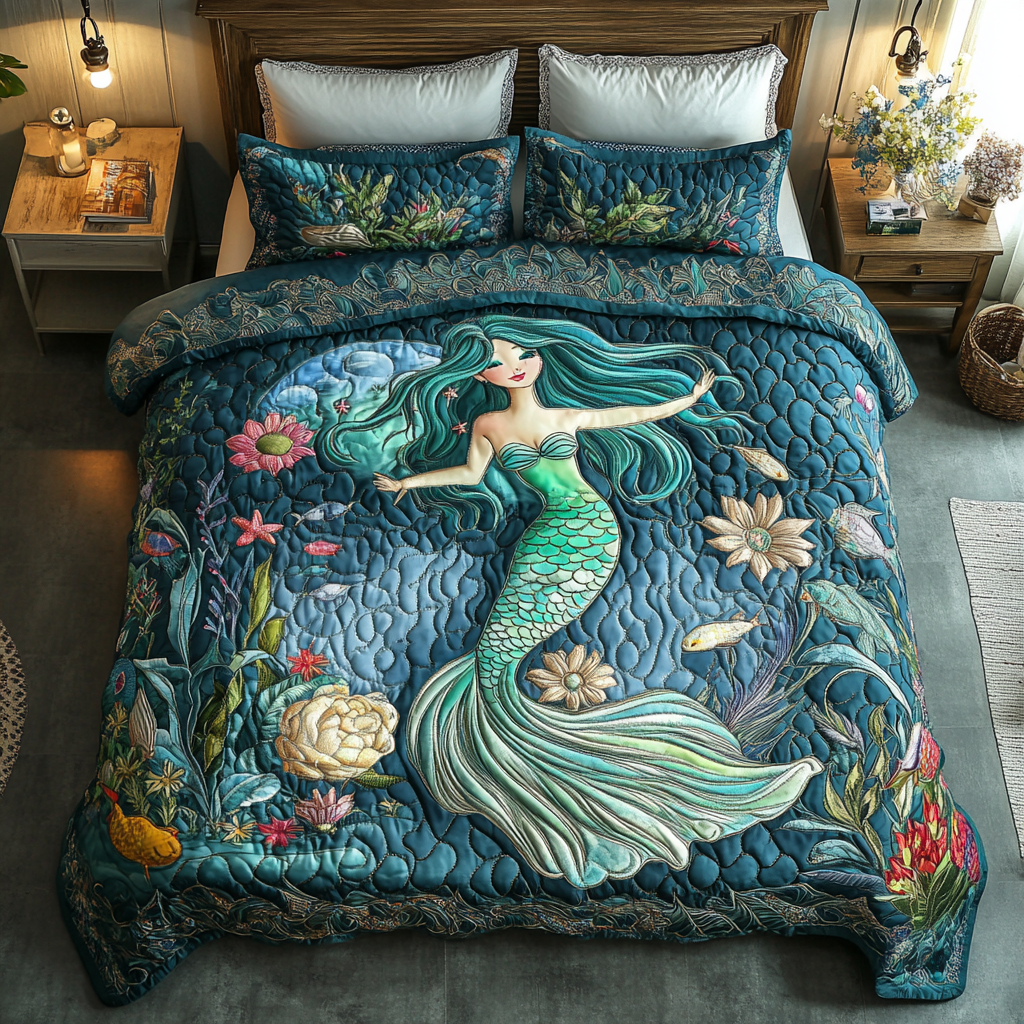 Mermaid Dream Quilted Bedding Set Duvet Cover Bedspreads Best Mermaid Gifts Mermaid Dream Quilted Bedding Set Duvet Cover Bedspreads Best Mermaid Gifts