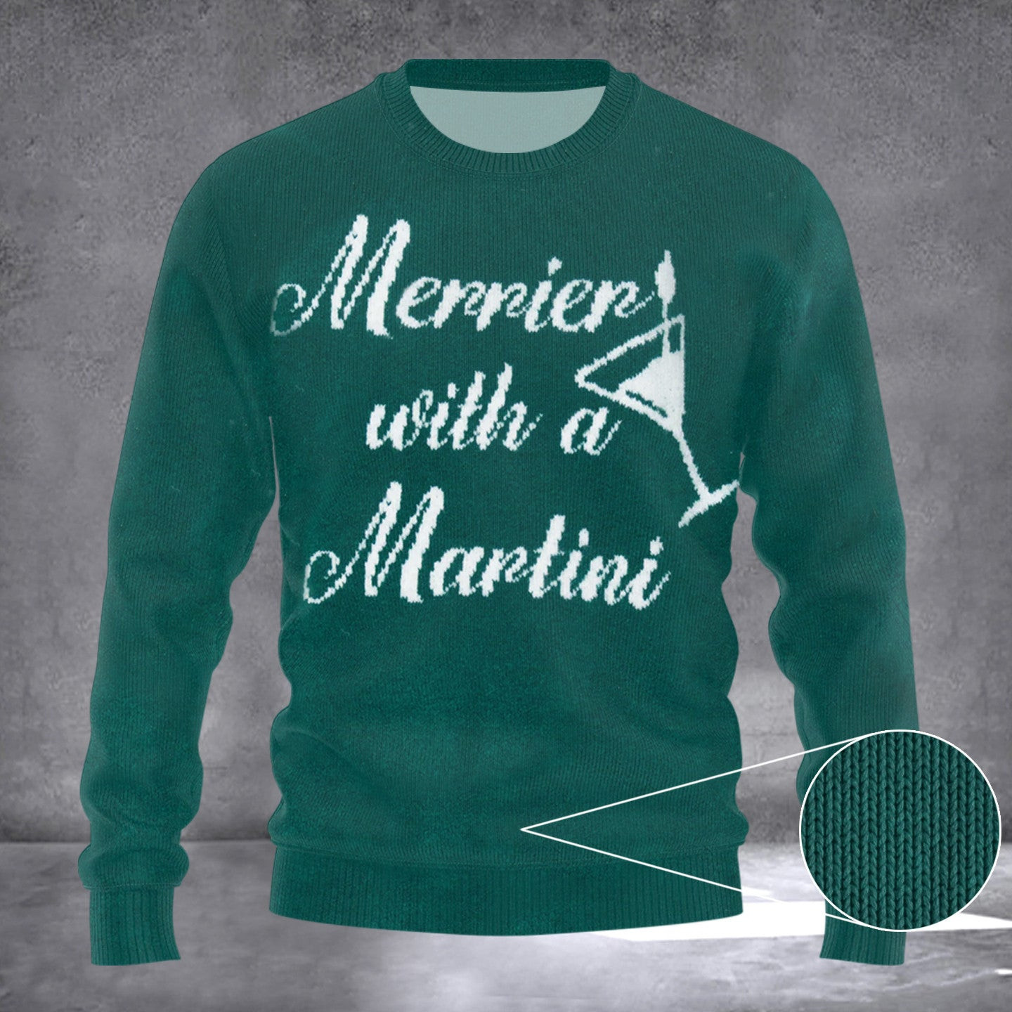 Merrier With A Martini Sweater Women's Ugly Christmas Sweater 2024 Gifts