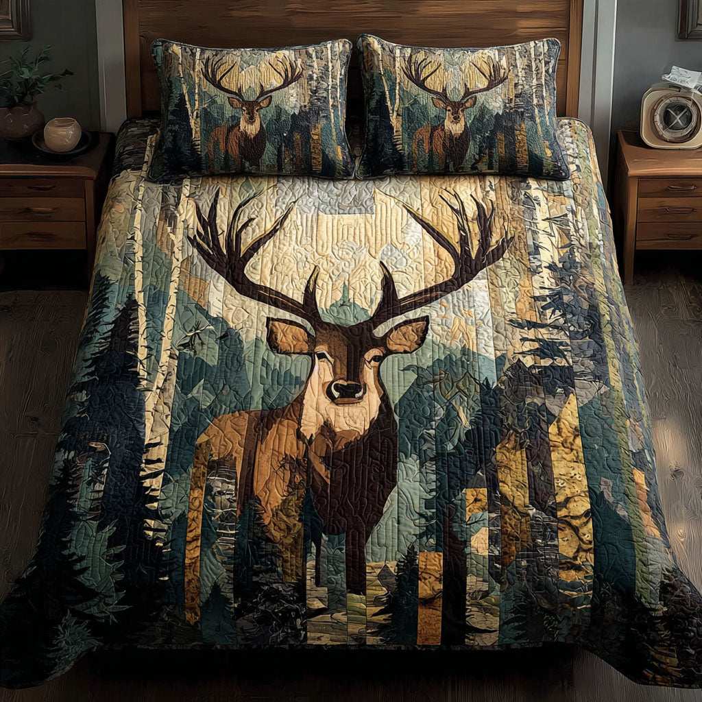 Midnight Hunter Quilted Bedding Set Duvet Cover Bed Sheet Set Presents For Deer Hunters Midnight Hunter Quilted Bedding Set Duvet Cover Bed Sheet Set Presents For Deer Hunters