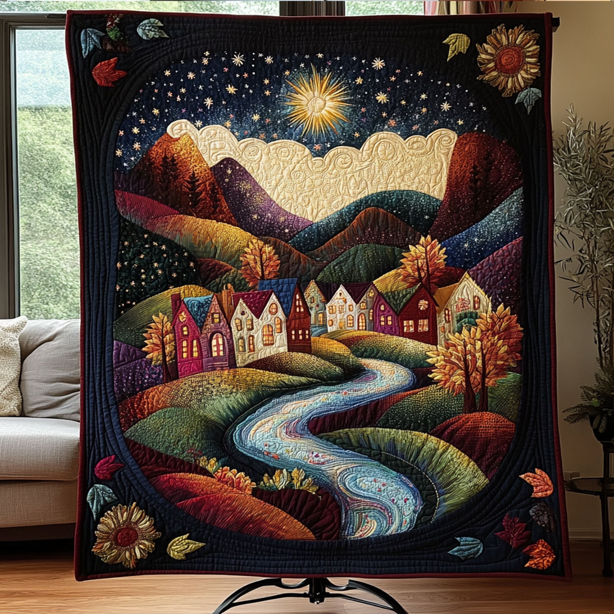 Midnight Oasis Quilted Blanket Sofa Throw Blanket Best Christmas Gifts For Teenage Guys