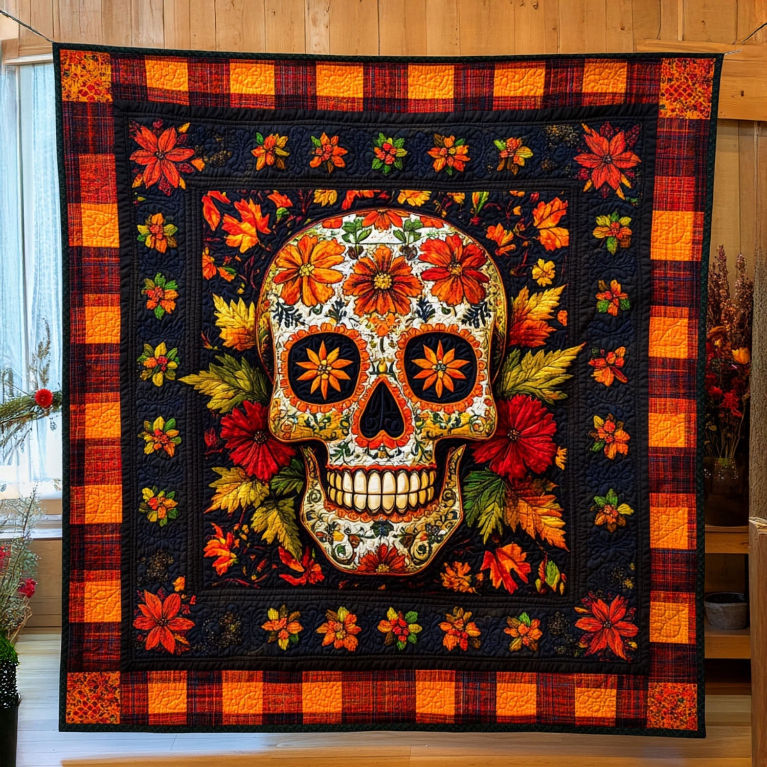 Midnight Skull Quilted Blanket Sofa Throw Blanket Sugar Skull Gift Items Midnight Skull Quilted Blanket Sofa Throw Blanket Sugar Skull Gift Items