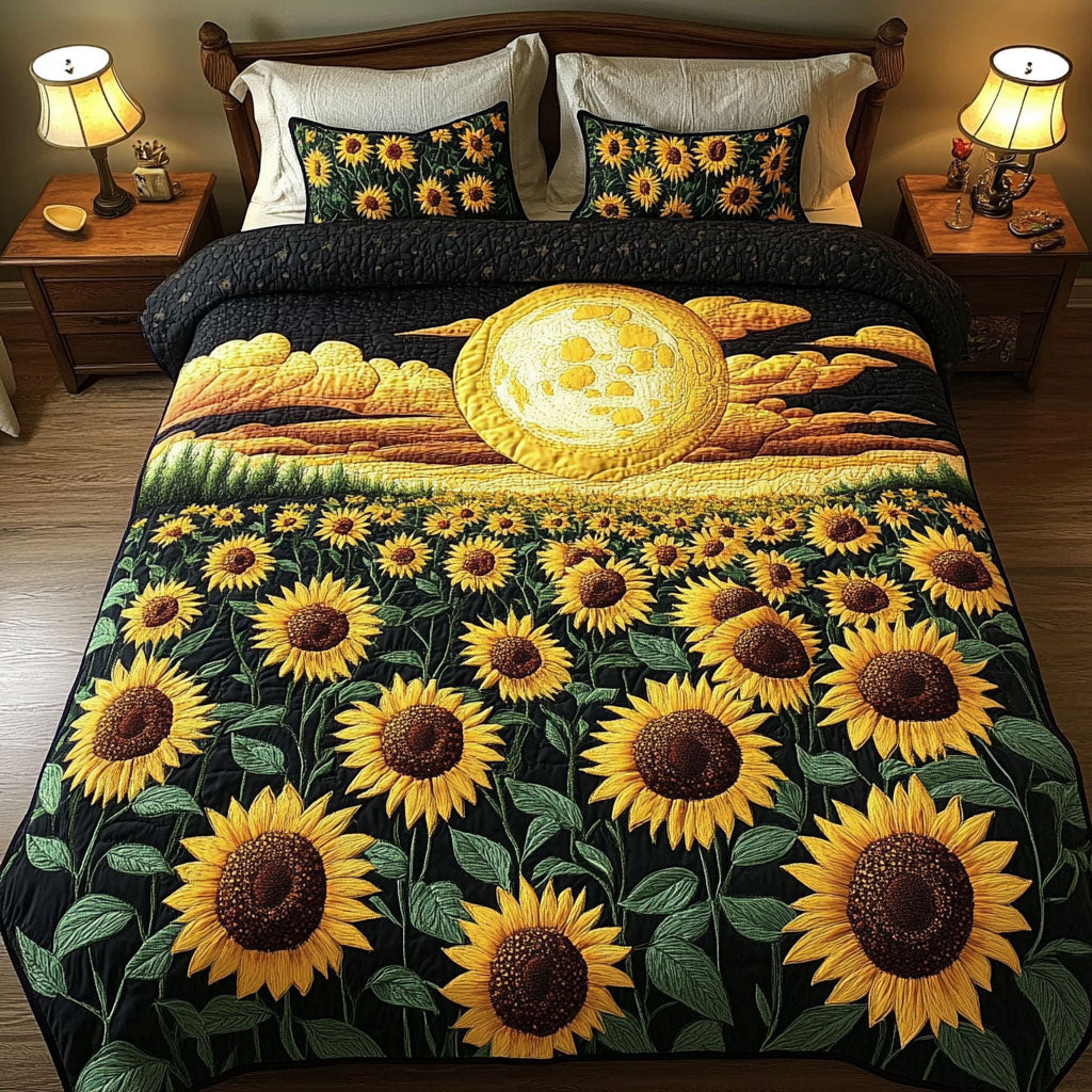 Midnight Sunfield Quilted Bedding Set Duvet Cover Bedspread Sunflower Gift Items Midnight Sunfield Quilted Bedding Set Duvet Cover Bedspread Sunflower Gift Items