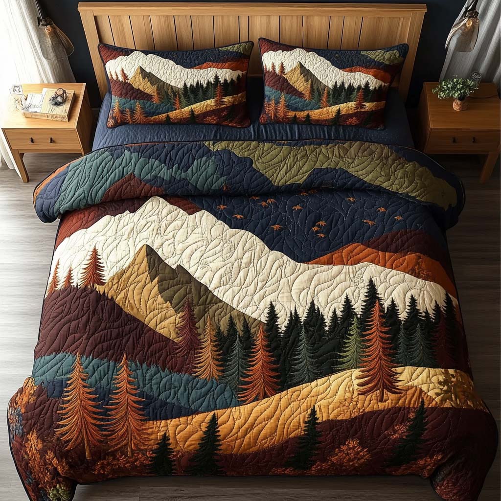 Midnight Timberline Quilted Bedding Set Duvet Cover Merch Best Family Christmas Gifts