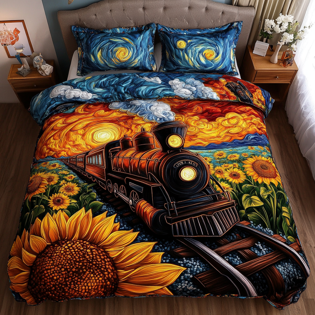 Midnight Train Quilted Bedding Set Duvet Cover Merch Gifts For People Who Like Trains Midnight Train Quilted Bedding Set Duvet Cover Merch Gifts For People Who Like Trains