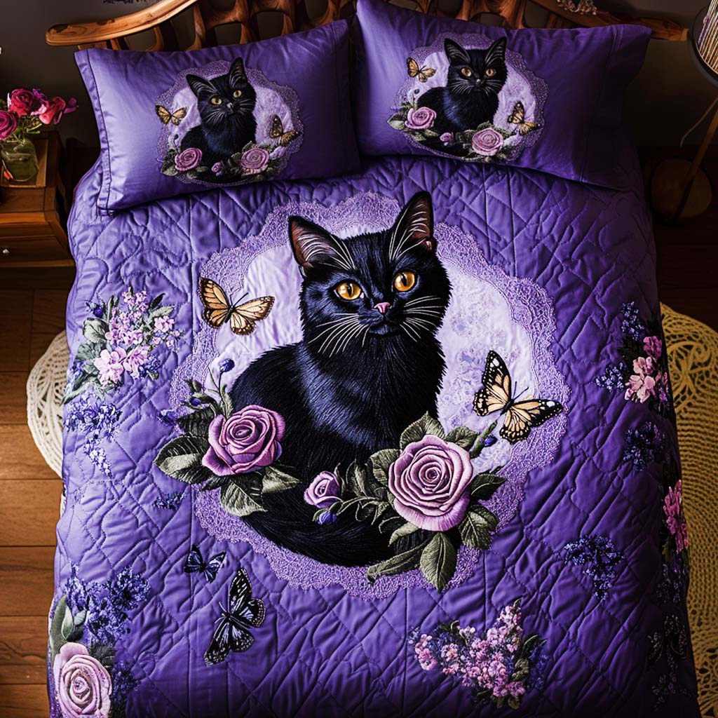 Midnight Whiskers Quilted Bedding Set Duvet Cover Bed Sheet Set Best Cat Presents For Women Midnight Whiskers Quilted Bedding Set Duvet Cover Bed Sheet Set Best Cat Presents For Women