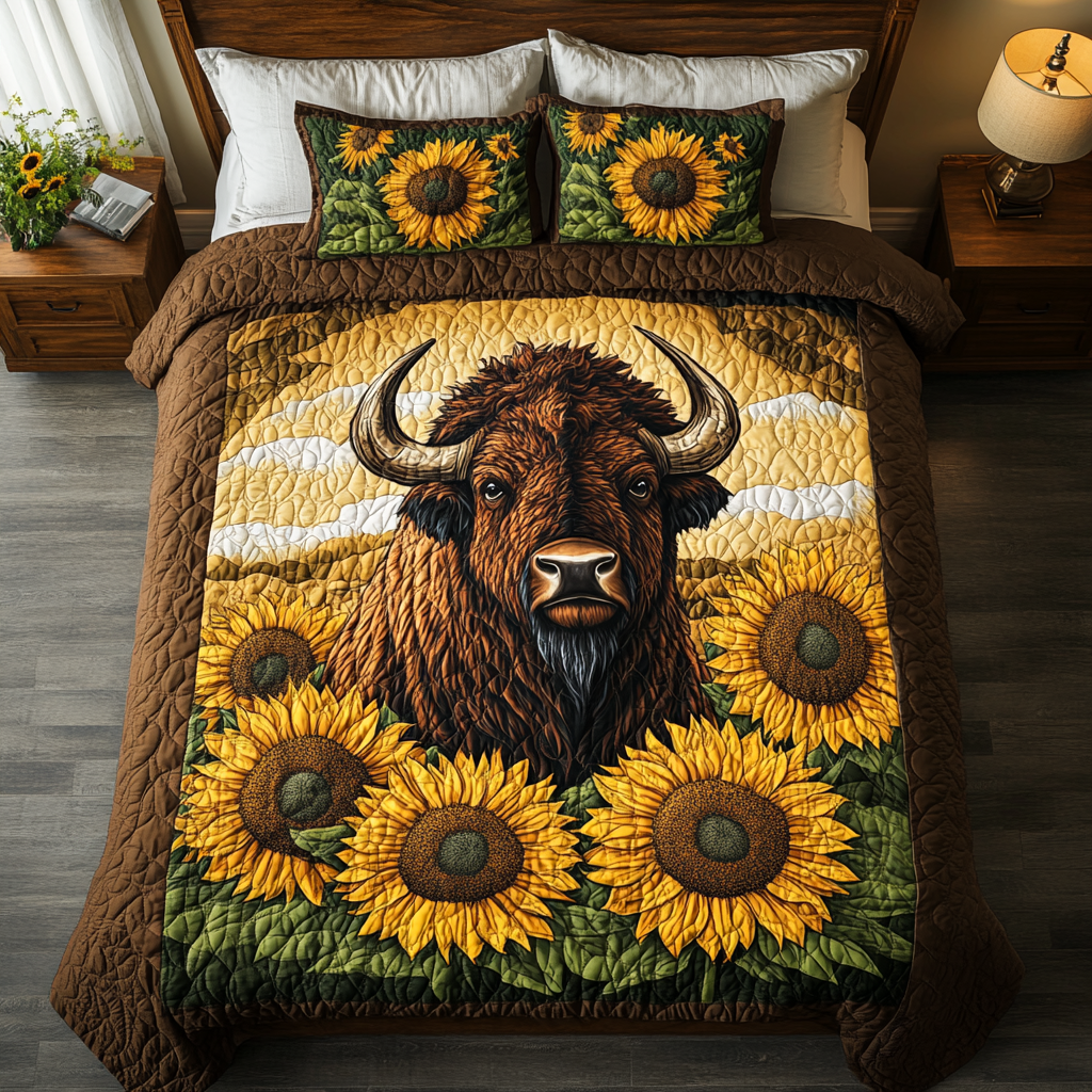 Mighty Bison Quilted Bedding Set Duvet Cover Bedspread Best BisonThemed Gifts Mighty Bison Quilted Bedding Set Duvet Cover Bedspread Best BisonThemed Gifts