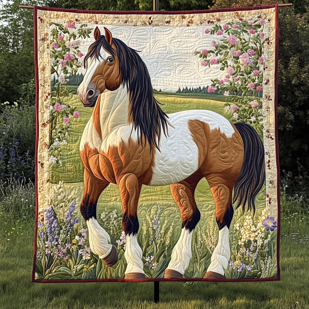 Mighty Clydesdale Quilted Blanket Cute Throw Blanket Gifts For The Horse Lover Woman Mighty Clydesdale Quilted Blanket Cute Throw Blanket Gifts For The Horse Lover Woman