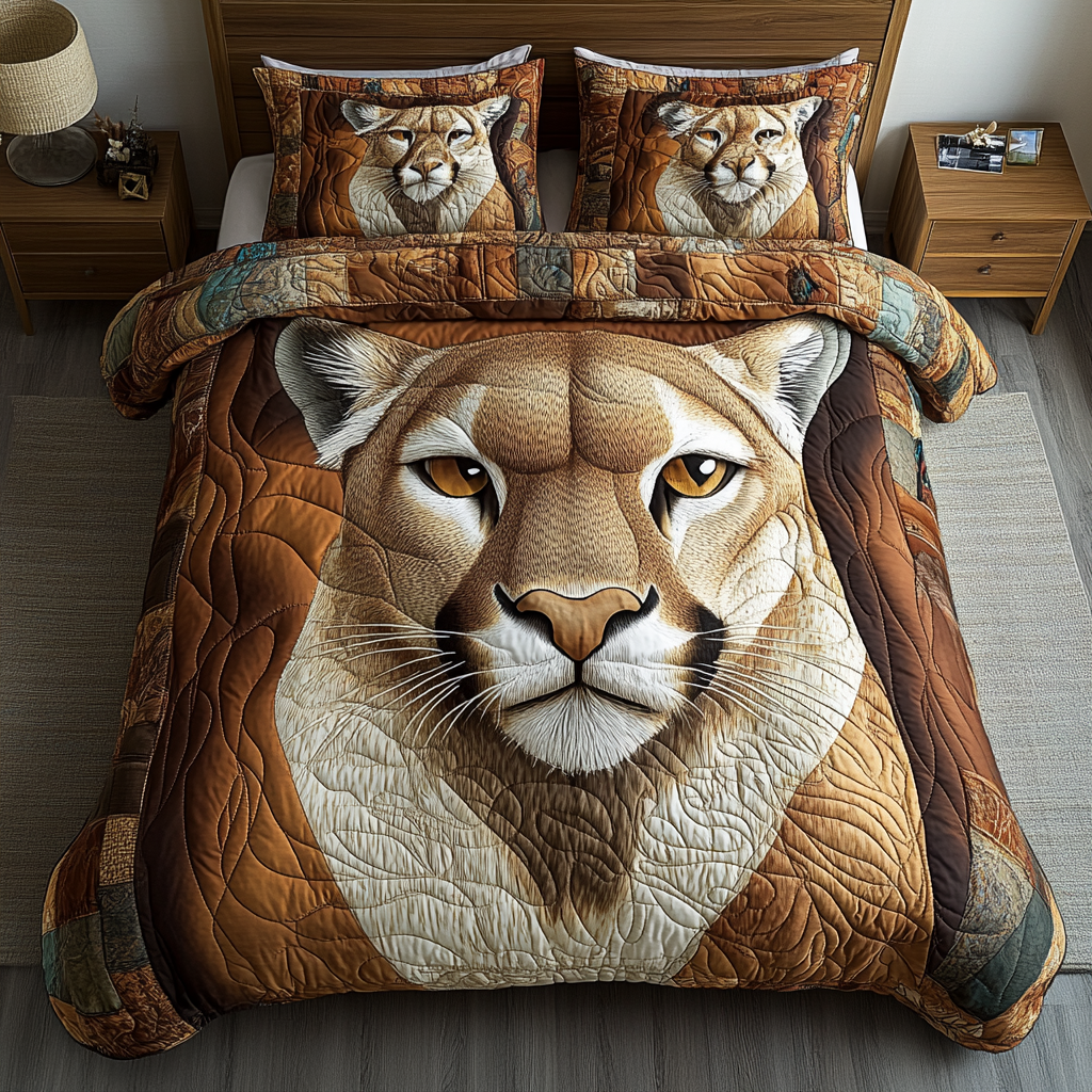 Mighty Lion Gaze Quilted Bedding Set Duvet Cover Bedspread Lion Themed Gifts Mighty Lion Gaze Quilted Bedding Set Duvet Cover Bedspread Lion Themed Gifts