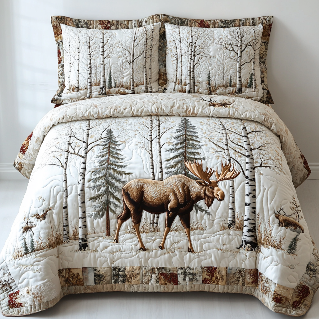 Mighty Moose Quilted Bedding Set Duvet Cover Bed Sheet Set Christmas Present Ideas For Boyfriend