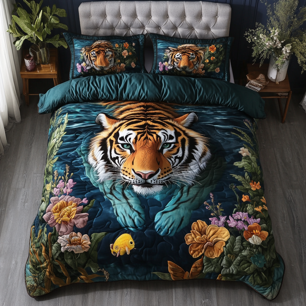 Mighty Tiger Quilted Bedding Set Duvet Cover Bed Sheet Set Tiger Lovers For Him Her Mighty Tiger Quilted Bedding Set Duvet Cover Bed Sheet Set Tiger Lovers For Him Her