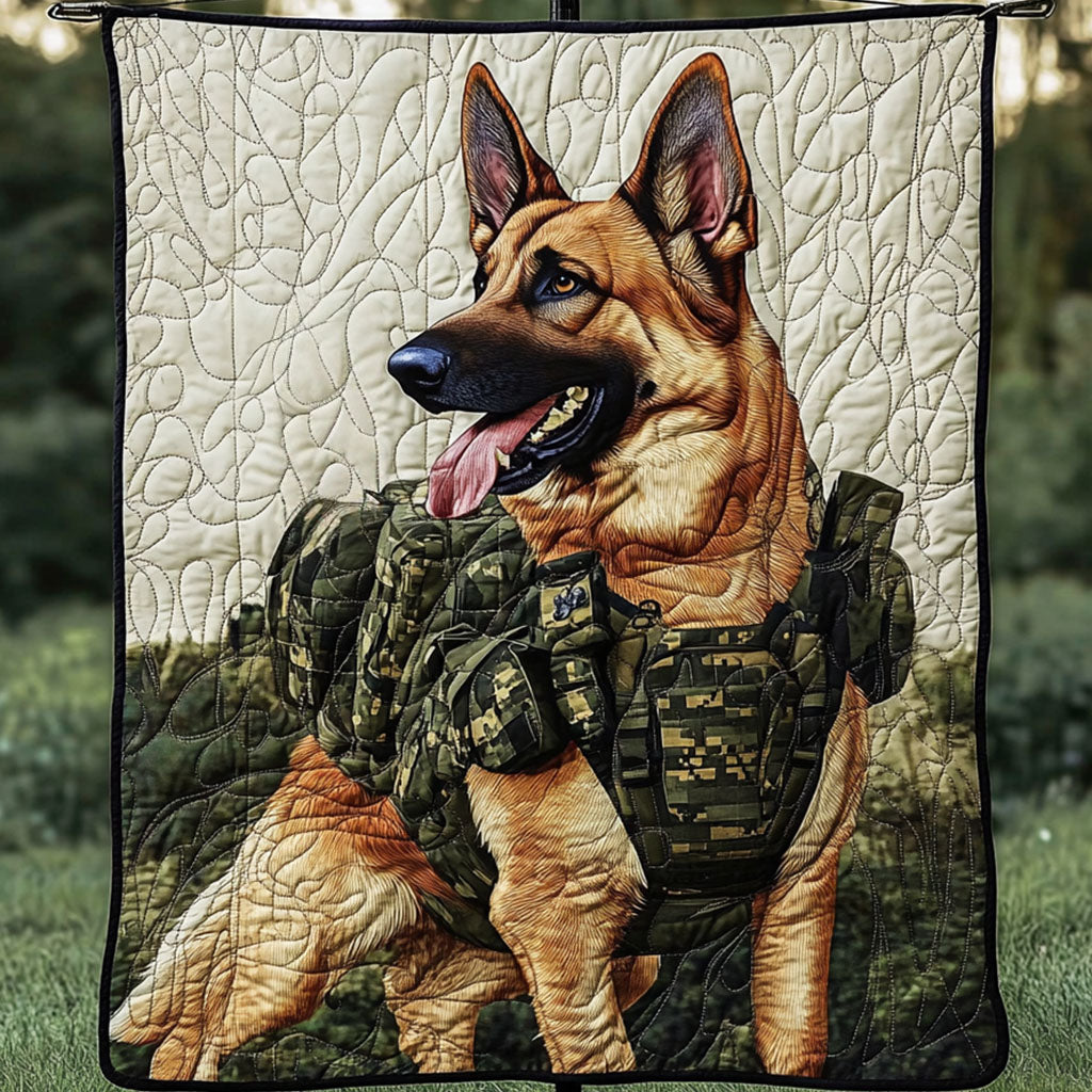 Military German Shepherd Quilted Blanket Cute Colorful Blanket German Shepherd Gifts For Owners