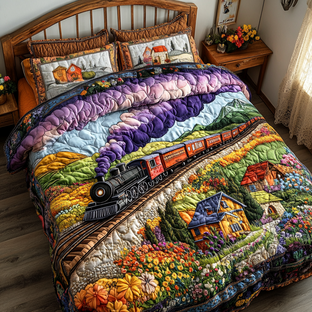 Modern Train Quilted Bedding Set Duvet Cover Bedspreads Unusual Gifts For Train Lovers Modern Train Quilted Bedding Set Duvet Cover Bedspreads Unusual Gifts For Train Lovers