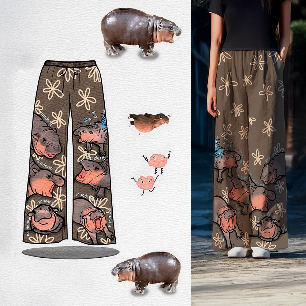 Moo Deng Trousers Hippo Lovers Women Sweatpant Gifts For Moo Deng Fans Moo Deng Trousers Hippo Lovers Women Sweatpant Gifts For Moo Deng Fans