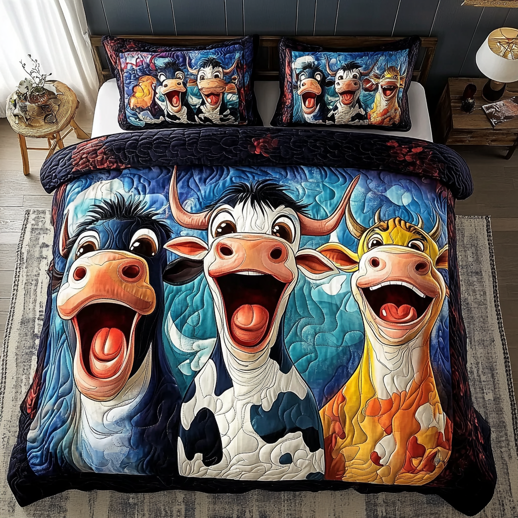 Moo Friends Quilted Bedding Set Duvet Cover Bedspreads Cow Christmas Gifts Moo Friends Quilted Bedding Set Duvet Cover Bedspreads Cow Christmas Gifts