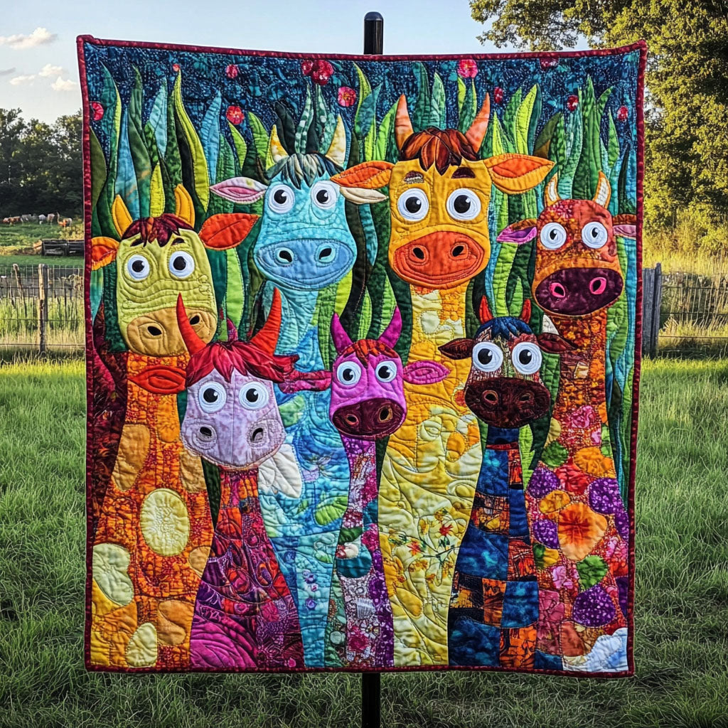 Moo-tastic Mischief Quilted Blanket Cute Colorful Blanket Cow Gifts For Him Her Moo-tastic Mischief Quilted Blanket Cute Colorful Blanket Cow Gifts For Him Her
