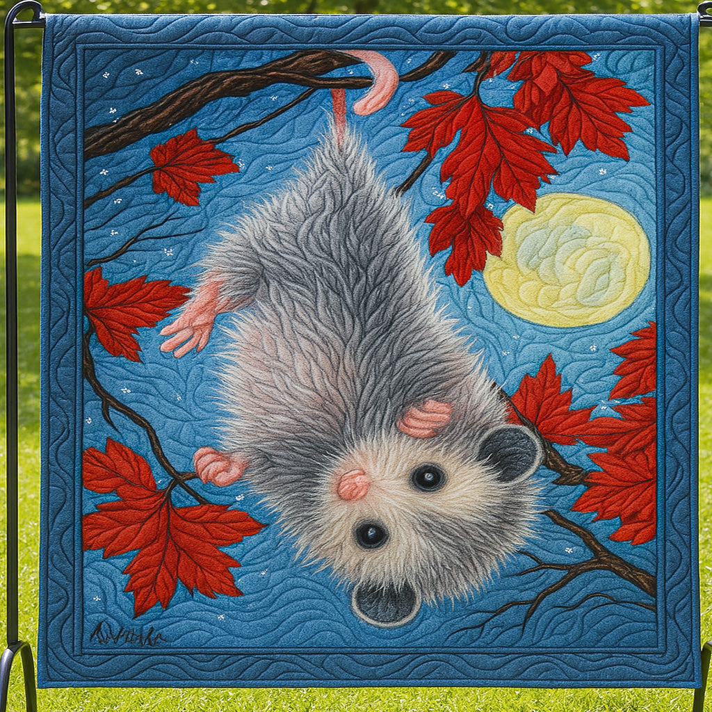 Moonlight Mischief Quilted Blanket Cute Throw Blanket Opossum Gifts Items Moonlight Mischief Quilted Blanket Cute Throw Blanket Opossum Gifts Items