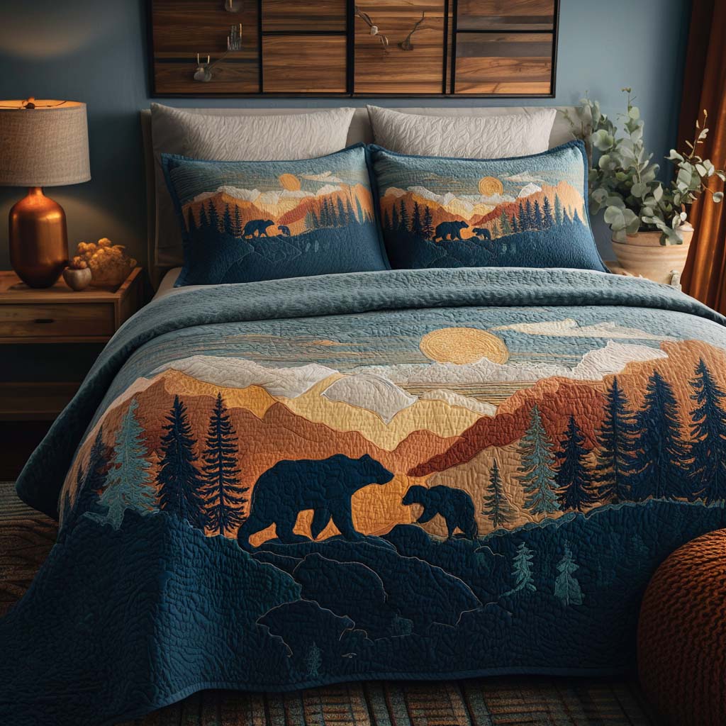 Moonlight Snuggle Quilted Bedding Set Duvet Cover Bed Sheet Set Bear Lovers Gifts For Him Moonlight Snuggle Quilted Bedding Set Duvet Cover Bed Sheet Set Bear Lovers Gifts For Him