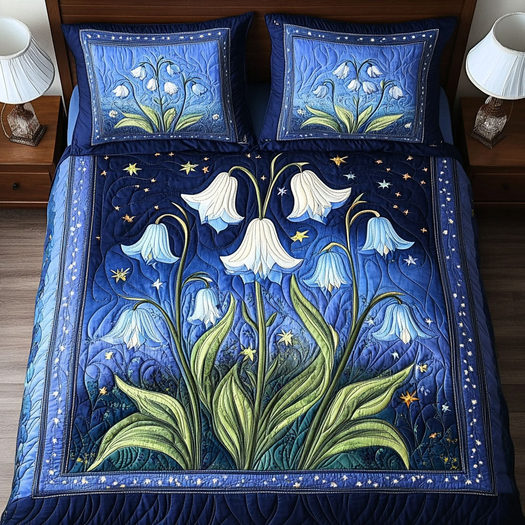 Moonlit Flowers Quilted Bedding Set Duvet Cover Bed Sheet Set Presents For Flower Lovers Moonlit Flowers Quilted Bedding Set Duvet Cover Bed Sheet Set Presents For Flower Lovers