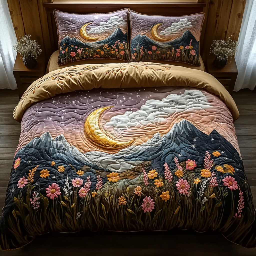 Moonlit Mountain Landscape Quilted Bedding Set Duvet Cover Merch Things To Get Your Mother In Law For Christmas Moonlit Mountain Landscape Quilted Bedding Set Duvet Cover Merch Things To Get Your Mother In Law For Christmas