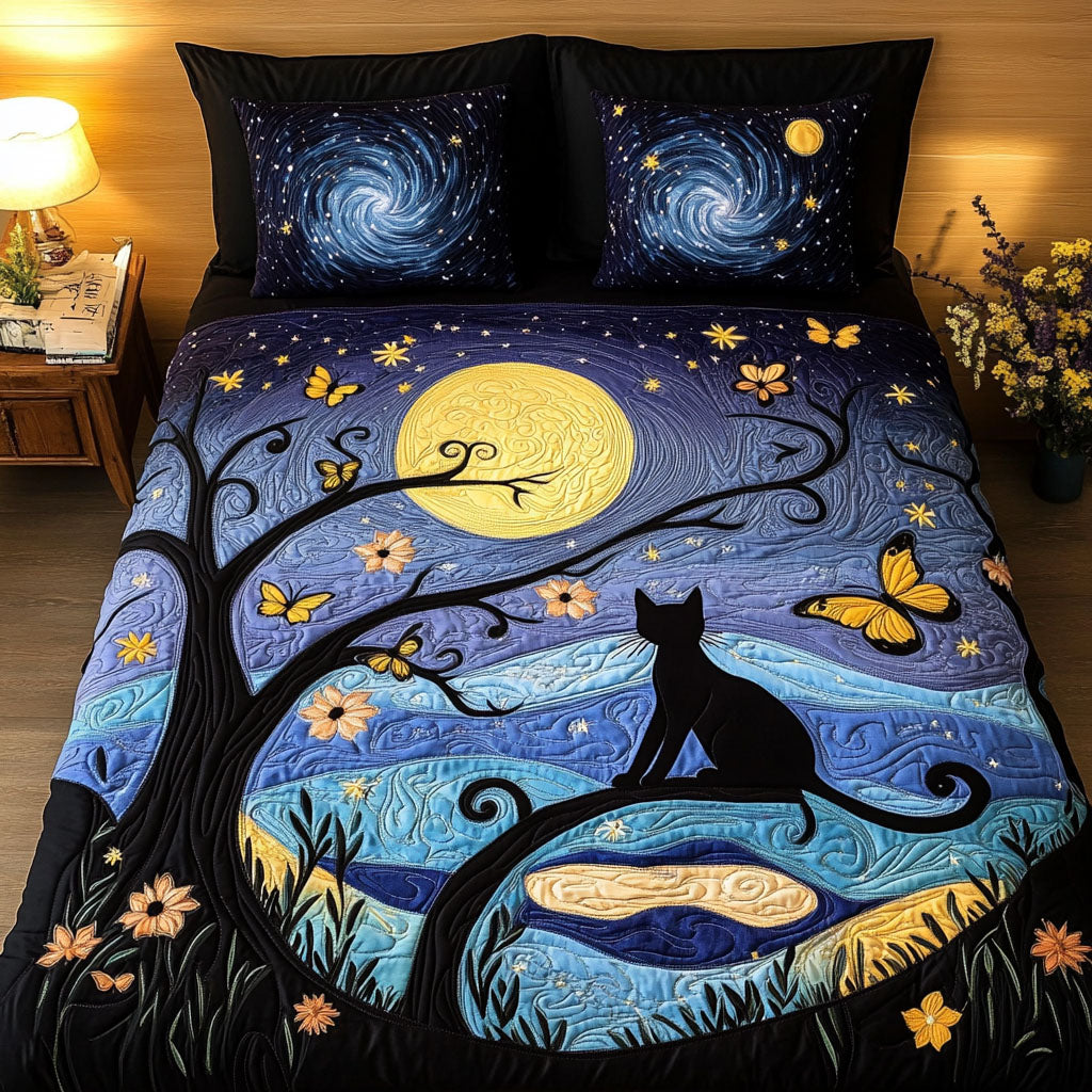 Moonlit Shadows Quilted Bedding Set Duvet Cover Bedspreads Great Cat Lover Gifts Moonlit Shadows Quilted Bedding Set Duvet Cover Bedspreads Great Cat Lover Gifts